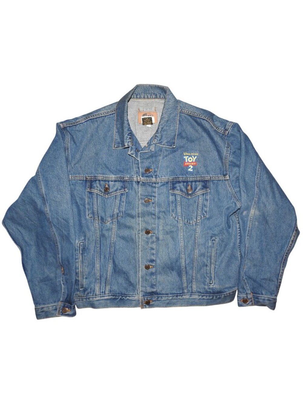 Vintage Disney Pixar Toy Story 2 ID Wear Denim Jean Jacket XL Made in Canada